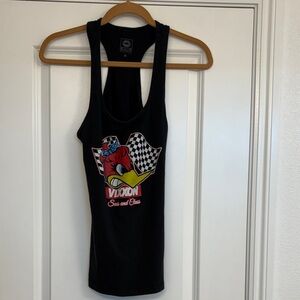 DIXXON Black Tank Top with Graphic Design